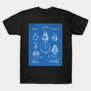 Electric Lamp Patent - Housewarming Home Hallway Art - Blueprint T-Shirt